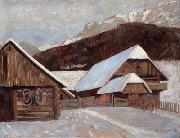Otto Barth Farmhouse in winter oil painting artist